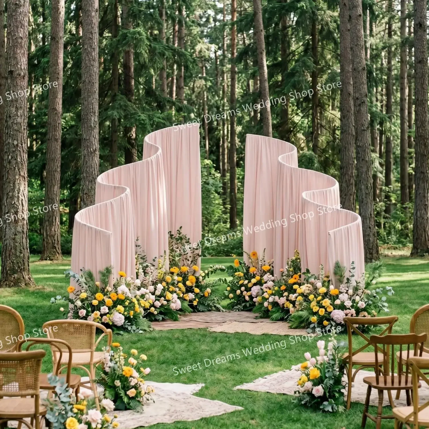 Großer S-förmiger Wellen-Hochzeitsbogen-Hintergrundständer, gebogener Metallrahmen für Events, Partys, Bühnenhintergrund, Vorhang, Blumenständer, Deko-Requisiten – Detail 2