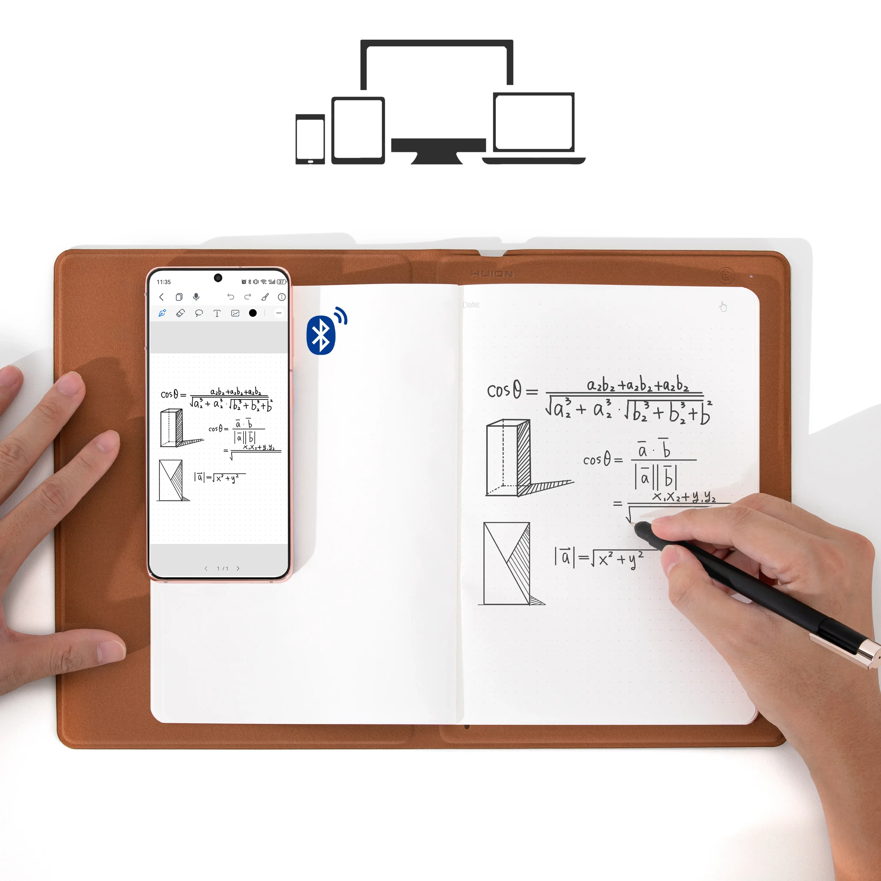 Huion Note 2 in 1 โน้ตบุ๊คดิจิตอลแท็บเล็ตแบบพกพาอิเล็กทรอนิกส์ไร้สาย A5 ขนาด E-writing ลายมือสมาร์ทโน้ตบุ๊ค X10