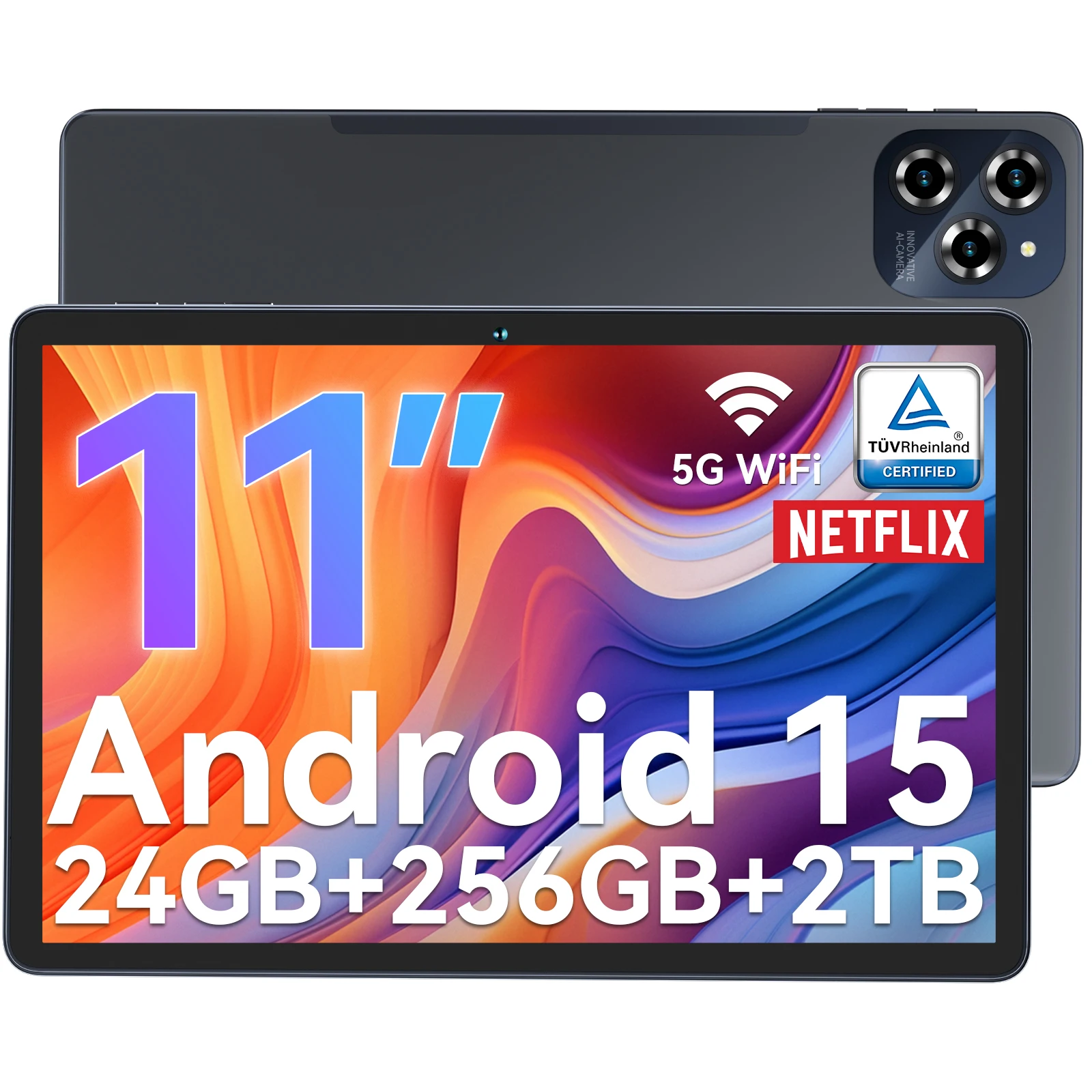 TABWEE W90 Android 15 Tablet 11 pulgadas - 24GB RAM 256GB ROM, Dual 4G LTE + 5G WiFi, Octa Core T615, 8000mAh, Gemini AI, WideVine L1
