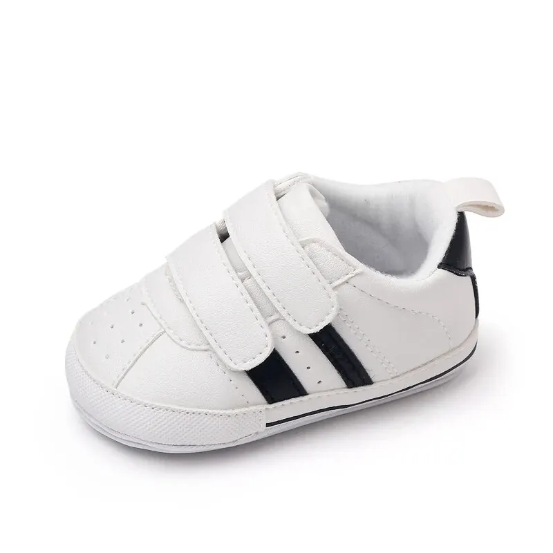 White Baby Shoes Boys Girls Fashion Stripes Casual Sneakers Non-slip Infant Toddler Christening