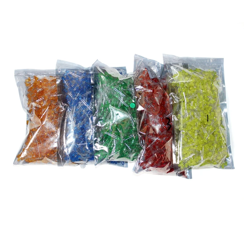 

1000pcs 5mm DIP LED Round Long Leg With Edge Band Color High Bright White Red Blue Green Orange Yellow Light-Emitting Diode