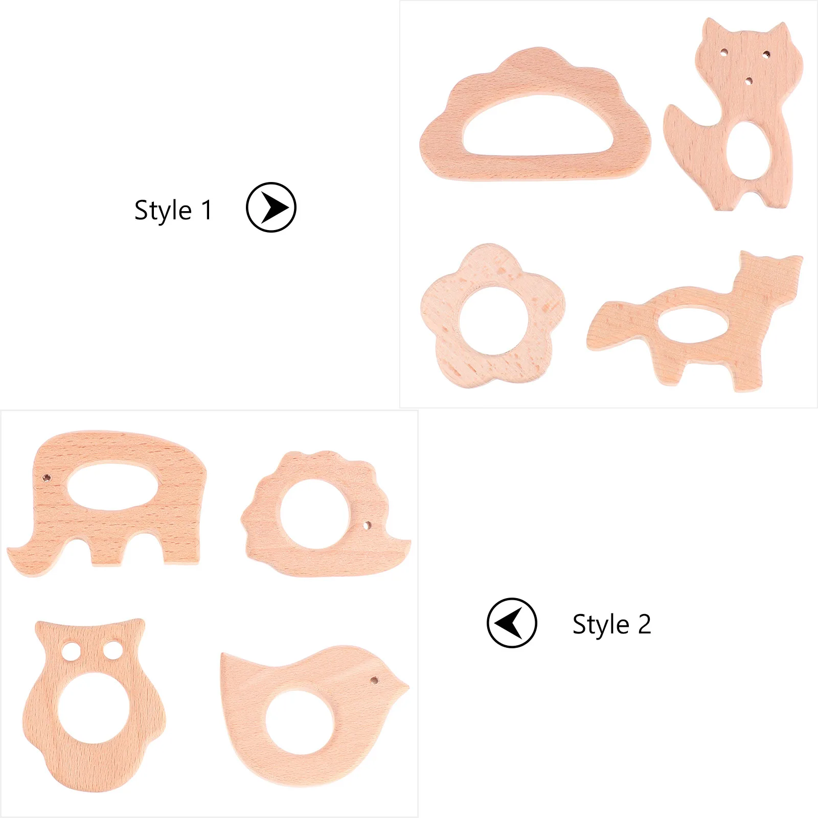 4Pcs Baby Cartoon Animal Wooden Molar Chewing Set Cooling Teether for Toddler Teething Pain Relief and Gum Health