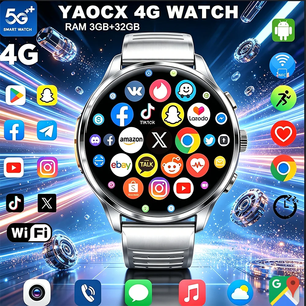 

2026 AMOLED 4G/5G Smart Watch 1.6" 480*480 Screen 950mAh Battery GPS Health Monitoring 200W Camera Bluetooth Voice Assistant