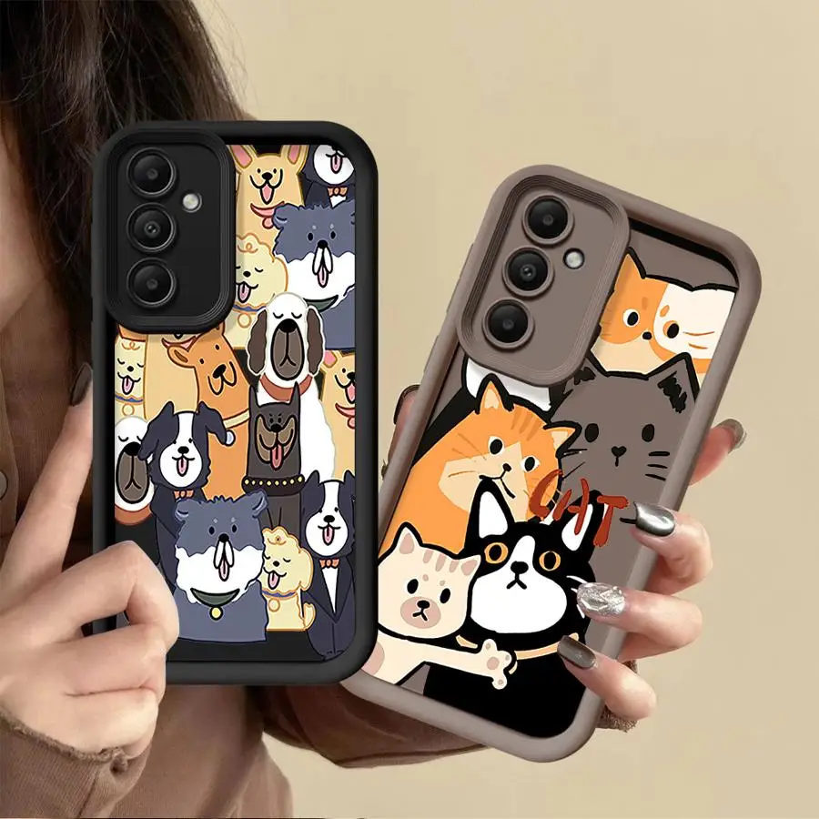 Soft TPU Case for Samsung Galaxy A35 A52 A55 A33 A54 A32 A57 A22 A73 A56 A21s A36 A25 A26 A24 Cartoon Cats And Dogs