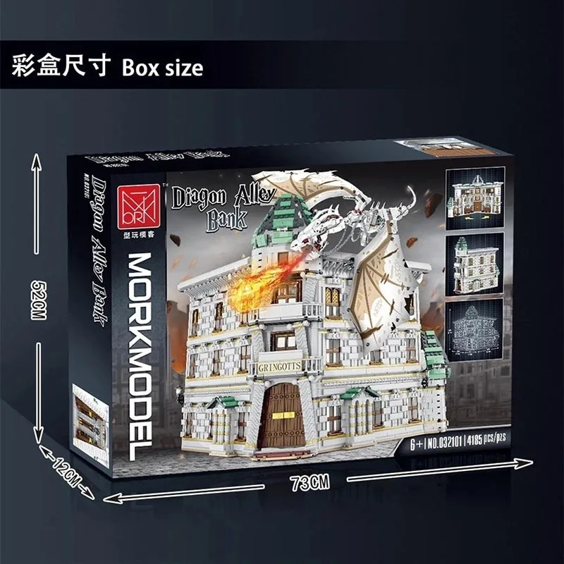 Harrys Series Gringotts Diagon Alley Bank MOC 032101 Street View Builbing Blocks Brick Kids Educational Toys Birthday Gift