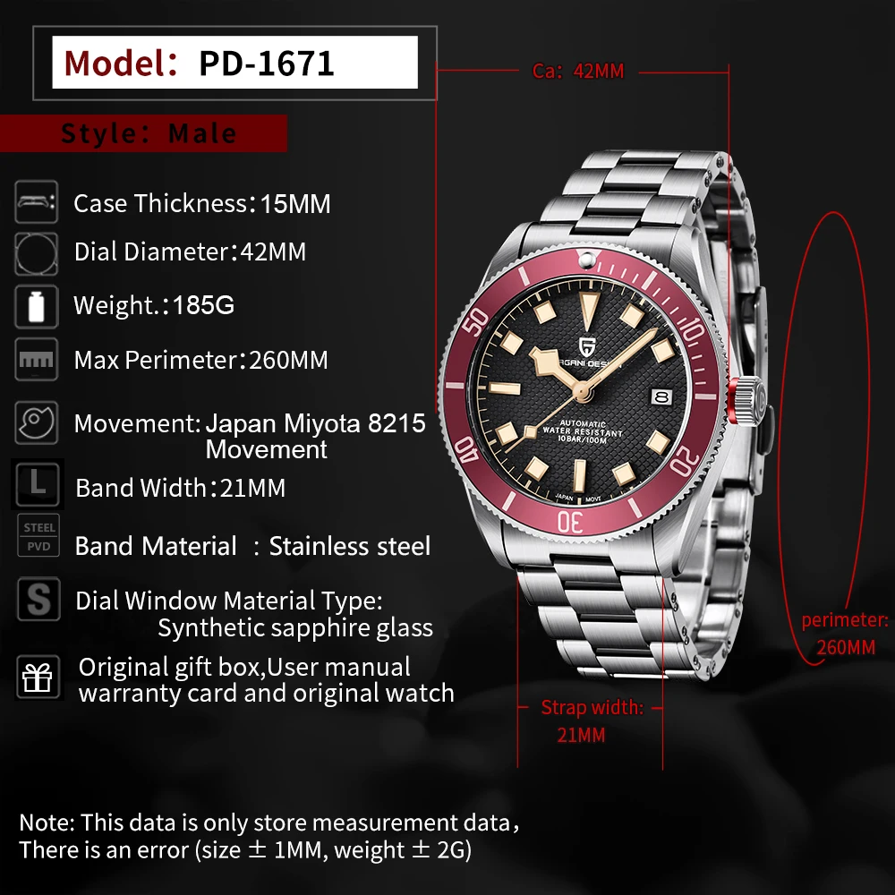 PAGANI DESIGN 2026 New BB58 Men's Watches Mechanical Watch For Men Luxury Automatic Miyota 8215 Sports Waterproof Watch Mens image 6
