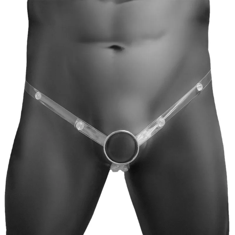 Men's Transparent Cock Fixing Bands Penis Anti Sagging Support Belts Chastity Lock Accessories Sexy Push Up See Through Panties
