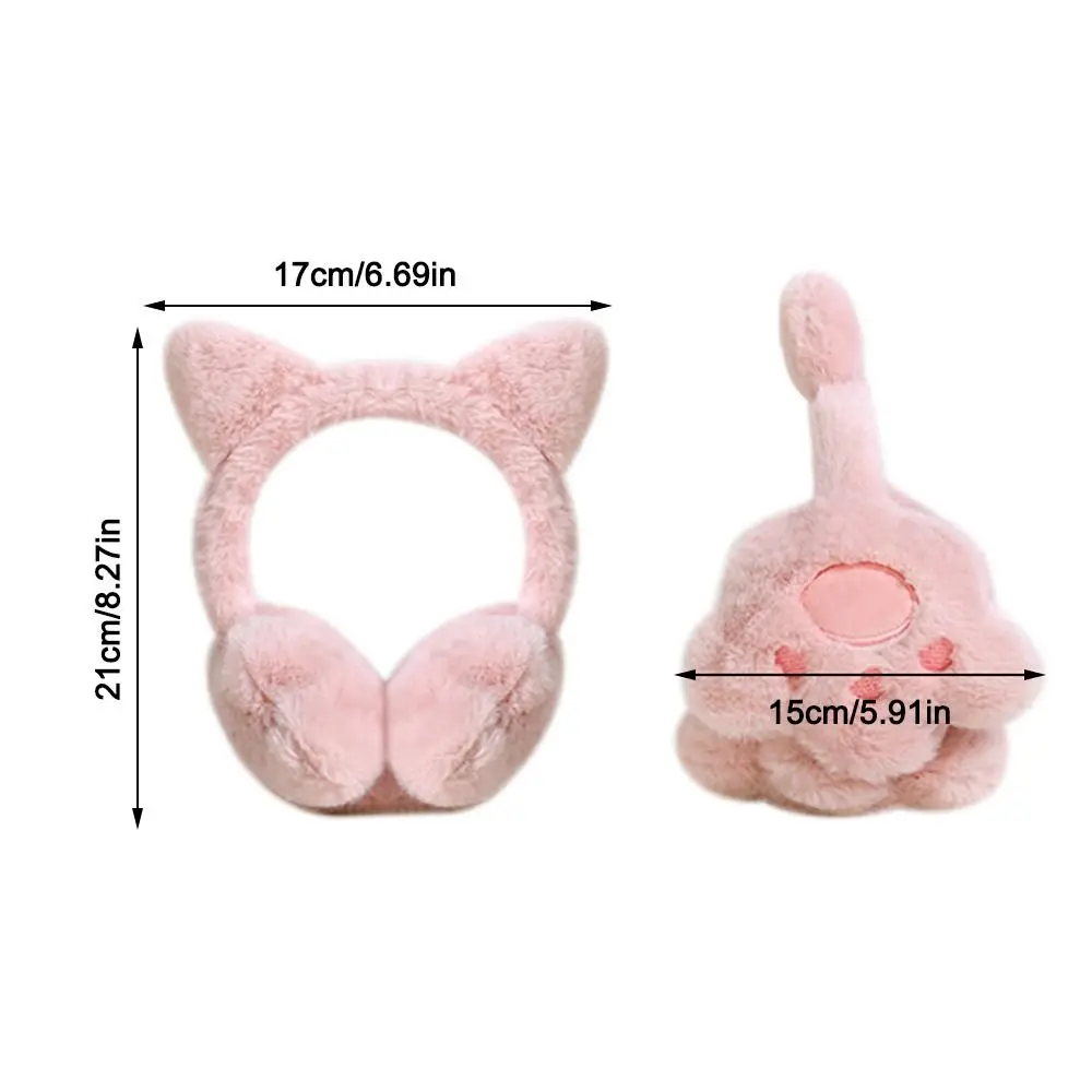Fashion Plush Ear Warmer Collapsible Anti-Freeze Ear Cover Thickening Winter Warm Cat Claw Earmuffs for Women Girls
