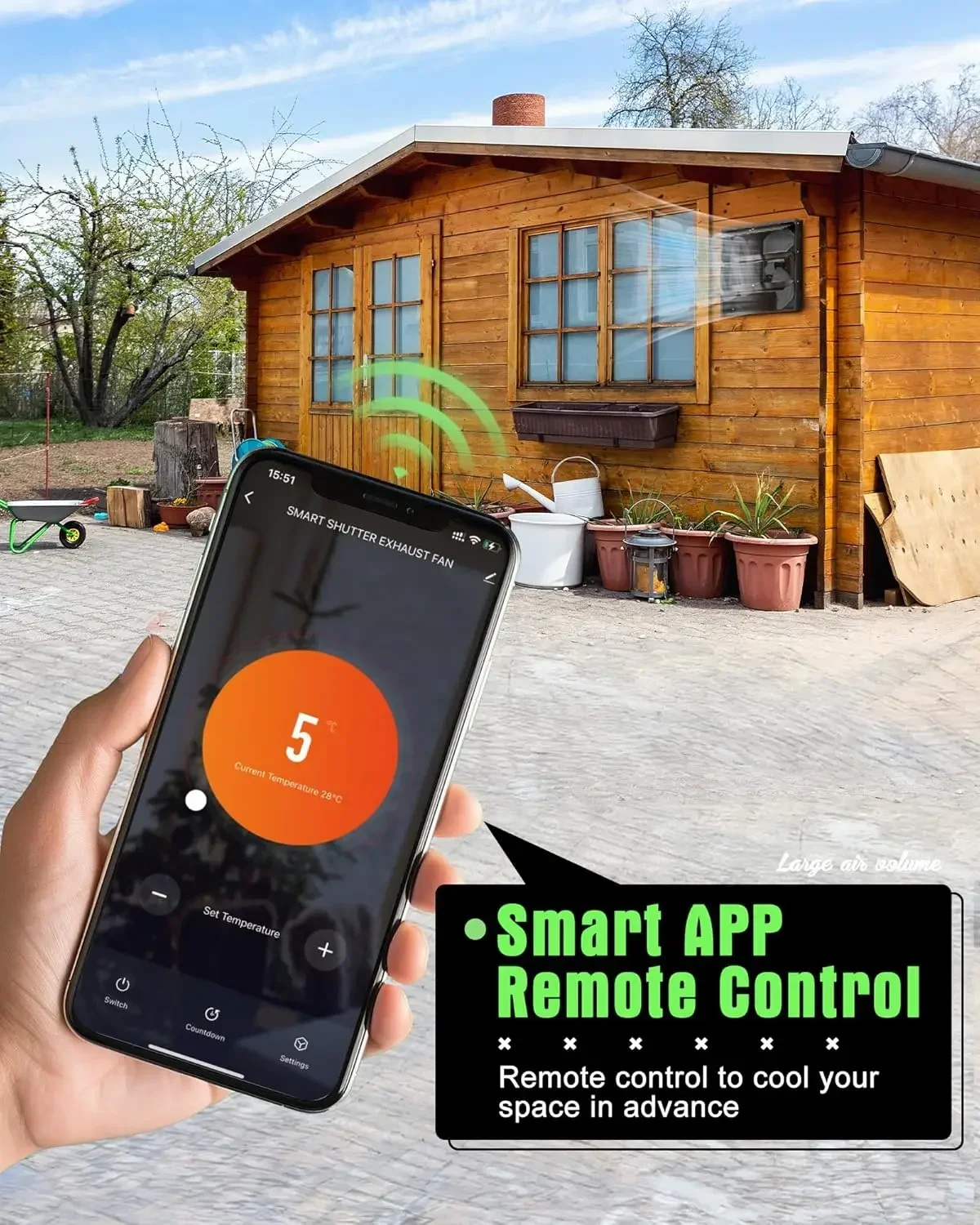 Exaustor com Controle Remoto para Estufa, App Controller, Wi-Fi, 12 polegadas, Conchas de Garagem, Oficina