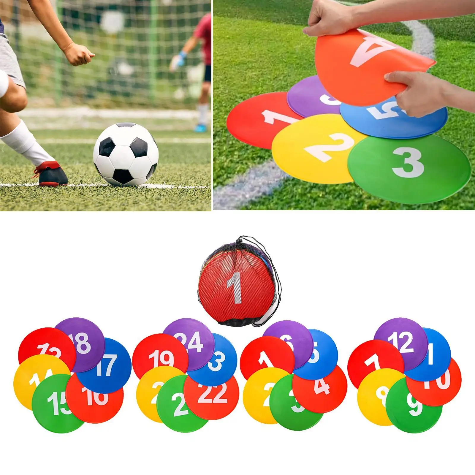 

24Pcs 9inch Sports Spot Markers Bright Floor Agility Dots for Games Gym