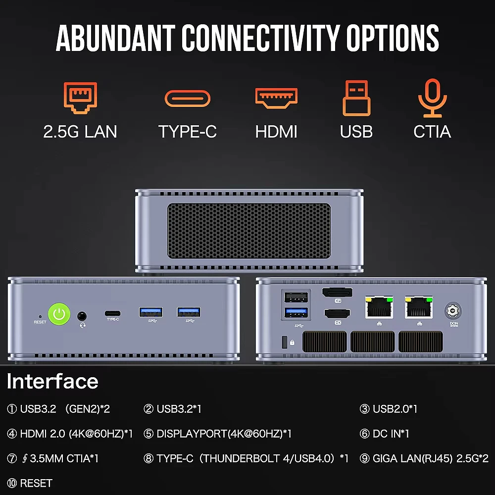 GMKtec K6 Mini PC AMD R7-7840HS 8C/16T 16GB RAM 512GB PCIe 4.0 SSD Mini Desktop Computer Window 11 Pro WiFi 6E/BT5.2 Type-C