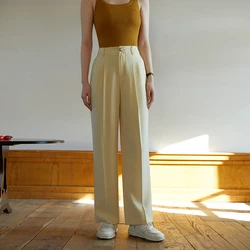 DUSHU – pantalon de costume à jambes larges pour femme, bas droit, Long, ample, pour le bureau, printemps, 2023