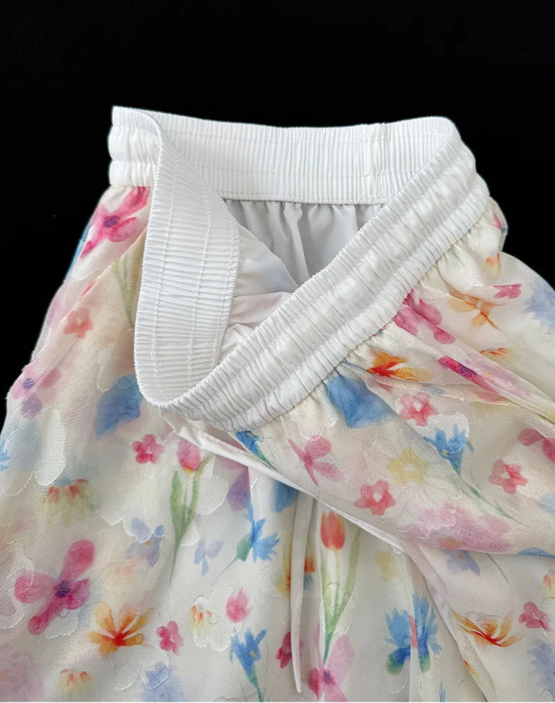 ワイドレッグパンツ ロング レディース 夏 超薄型 穴あき ソフト ブリッチ ポルカ カラーブロッキング シフォン エアリー マッチング カワイイ パンツ