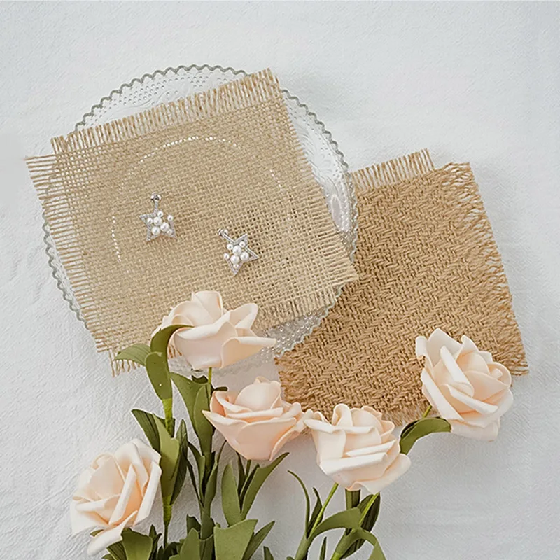 Tapis de photographie de Style rappelant, toile de jute jaune, arrière-plan en lin, accessoires Photo en tissu, accessoires de tournage pour aliments, bijoux, cosmétiques