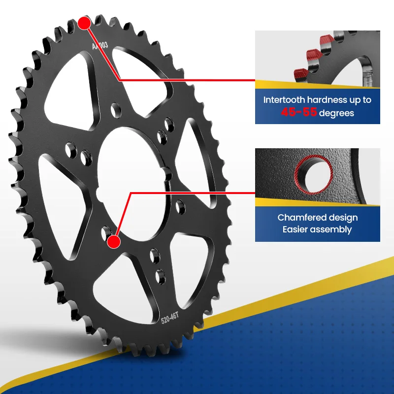 43/46T Sprocket For Kawasaki GPZ400 ZXR400 ZX600/636/750 ZR800 EL450 CX/EX500 Z500 GPZ550 ZX6R ZX10R CF Moto CF400/650 400NK/GT