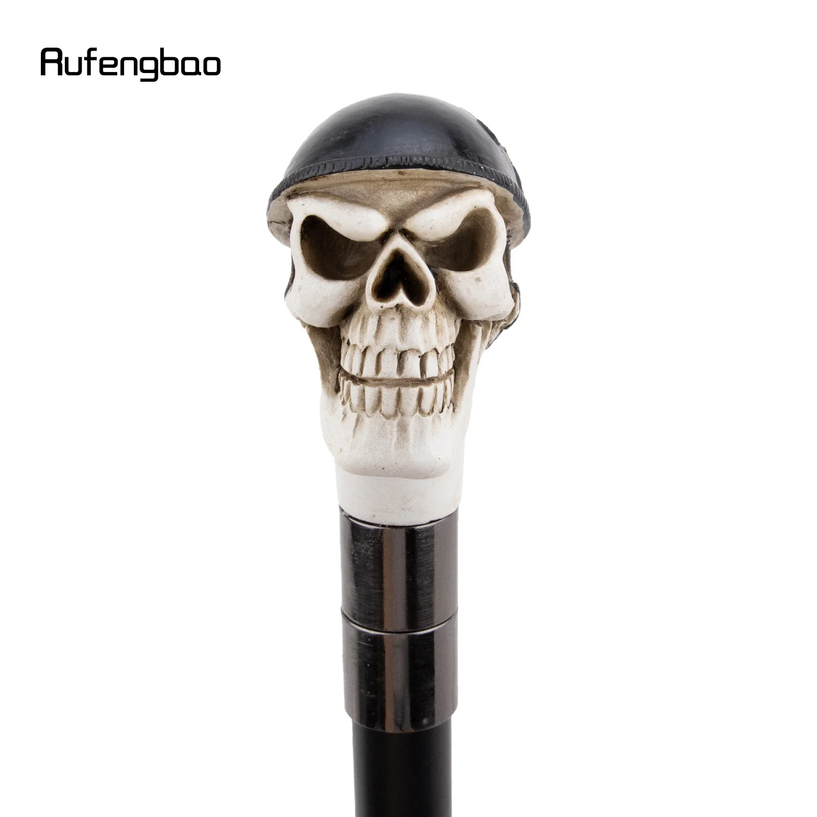 Weißer Harzhelm, Totenkopf-Kopf, Gehstock, modisch, dekorativer Stahlstab, Gentleman, elegant, Cosplay, Gehstockknopf, Crosier, 94 cm