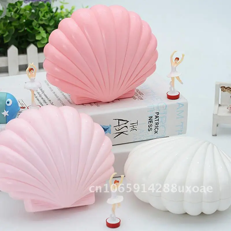 

DIY Handmade Colorful Flash Shell Music Box Creative Gift for Little Girls Birthday Plastic Material White Pink Purple Sets