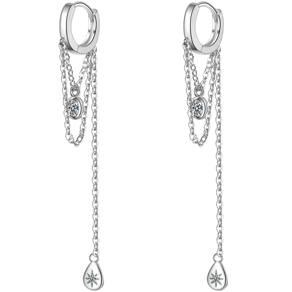 

1 Pair Long Dangle For Women Rhinestone Drop Earrings Lightweight Comfortable Daily Wear Party Jewelry Gift Teen Chain