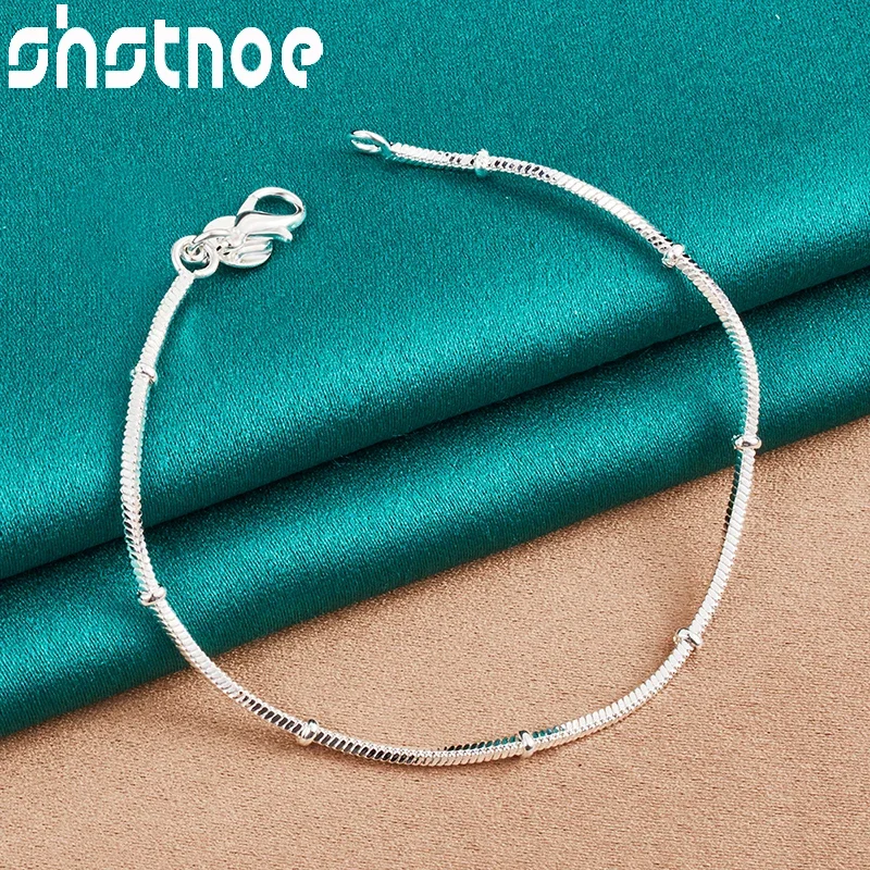 SHSTONE 925 Sterling Silver 1.7mm Snake Chain Bracelets Bamboo Joint Bangle For Women Birthday Party Wedding Charm Jewelry Gifts