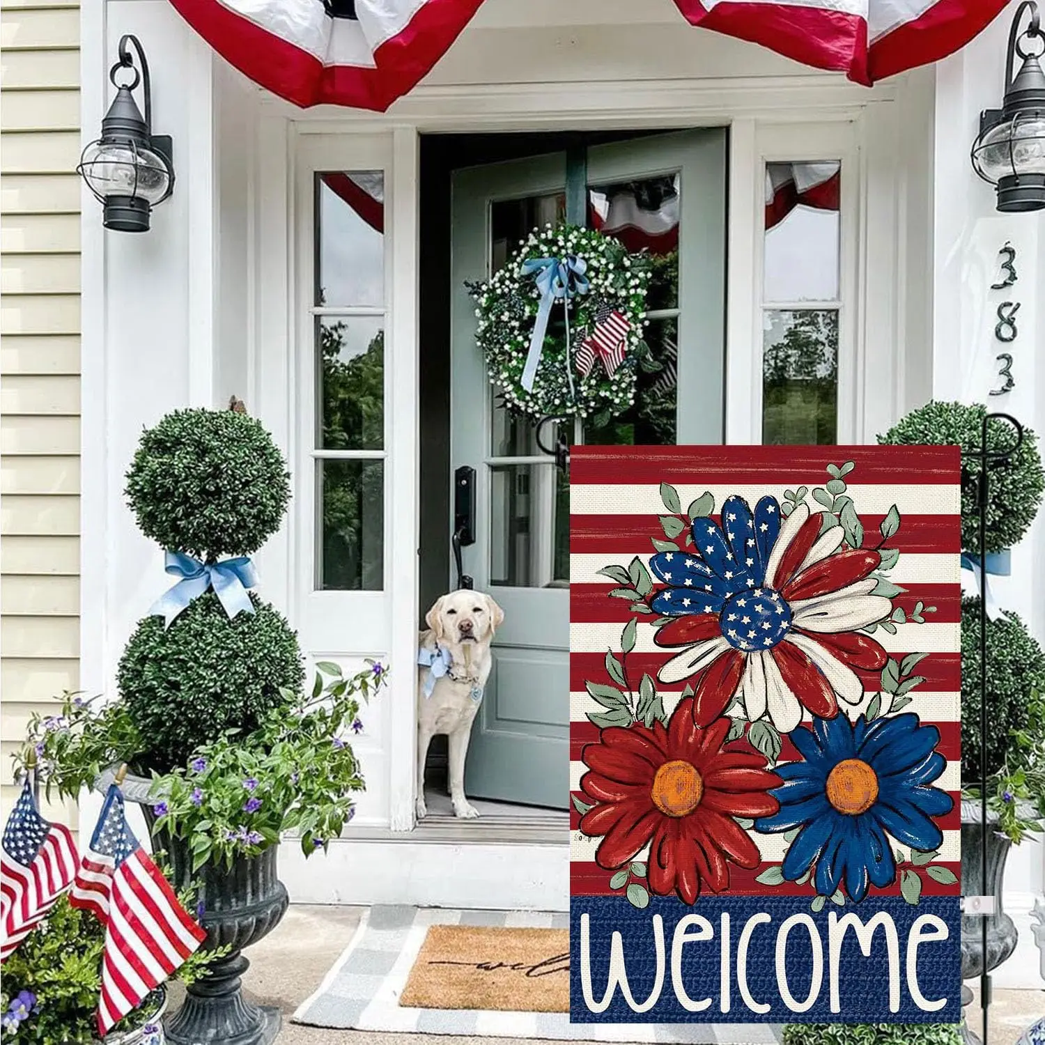 Baccessor 4th of July Patriotic Garden Flag 12.5 x 18 Inch Double Sided Burlap Memorial Day Welcome American Stars and Strip jjp