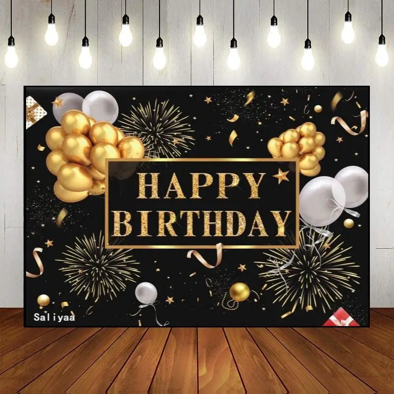 

Party Wall The Breath of Youth Decoration Custom Photography Backdrop Golden 50years Background Happy 50th Birthday Banner Photo