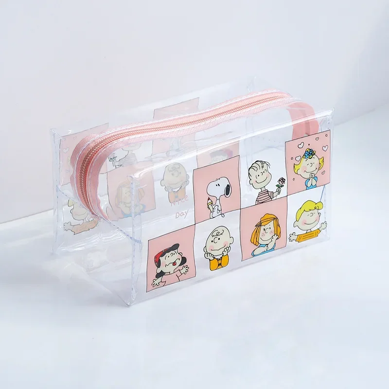 Snoopy Girl Clear Cosmetic Bag PVC Transparent Makeup Bag Women Waterproof Zipper Beauty Case Travel Toiletry Bags Pencil Case