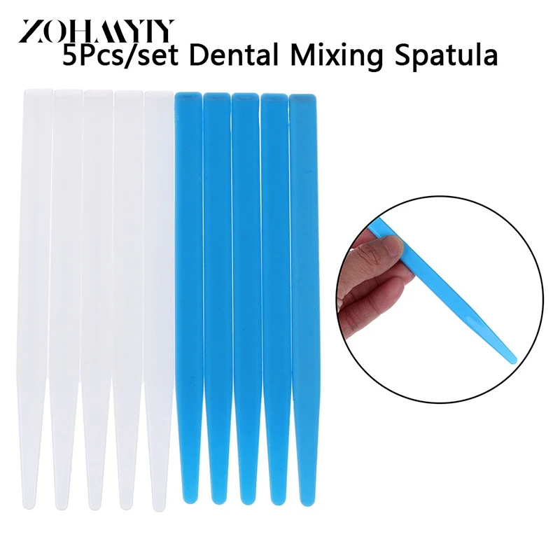 Espátula plástica para mistura dental, material de alta qualidade, para misturar gesso, ferramentas odontológicas, conjunto de 5 peças