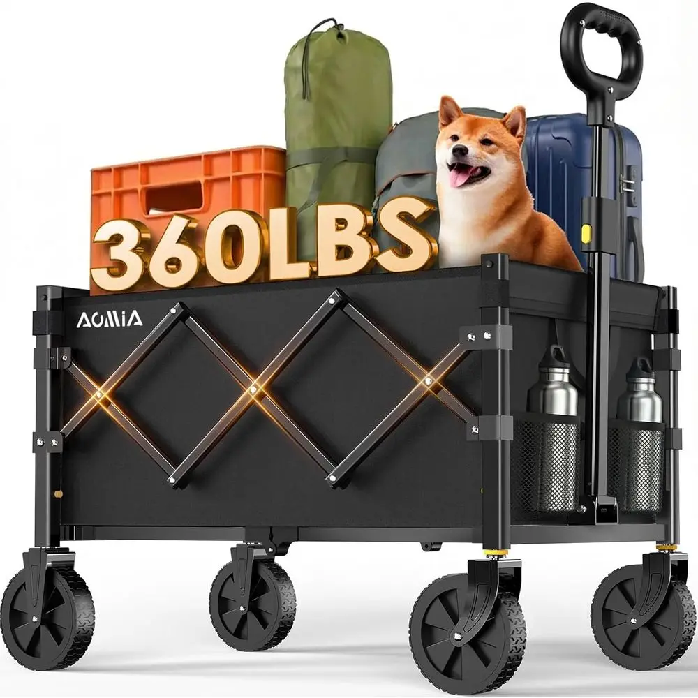 

Портативная усиленная универсальная тележка для бездорожья с грузоподъемностью 163 кг для использования на улице, при покупках и на пляже