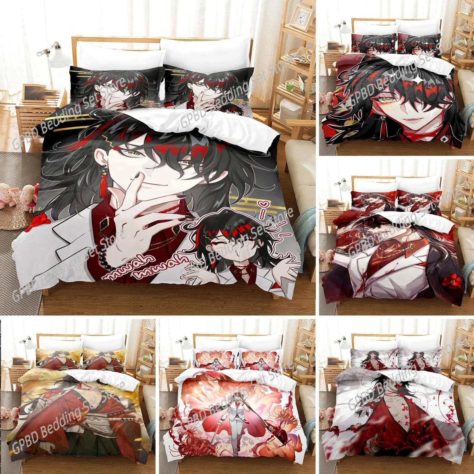 Hololive Vox Akuma Bedding Set Duvet Cover Bedroom Comforter Covers Single Twin King Size Quilt Cover Home Textile