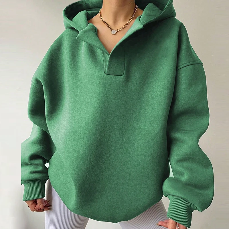 

2024 Autumn Thick Loose Hoodie Pullover Casual Multi-color Long Sleeved Women's Sweatshirt Fashion High Street Warm Hooded Tops