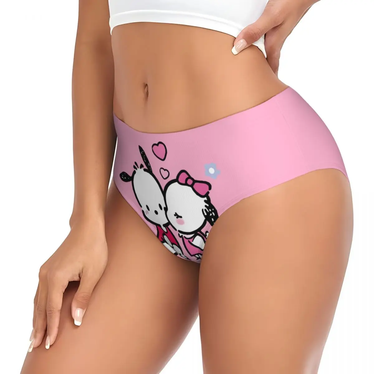 ملابس داخلية نسائية مخصصة Kawaii Pochacco Dog Kiss ملابس داخلية نسائية كلاسيكية ناعمة       ملخصات الملابس الداخلية