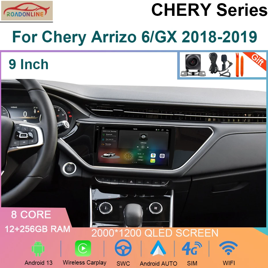 

QLED Android 13 Radio Tape Recorder For Chery Arrizo 6/GX 2018-2019 8+256B GPS Navi Car Multimedia Player Head Unit CarPlay