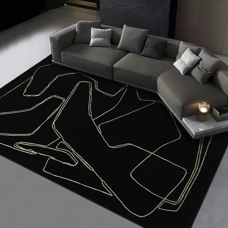 

Modern Minimalist Living Room Carpet Black and White Bedroom Bedside Carpet Abstract Lines Sofa Rug Creative Art Decoration Rugs