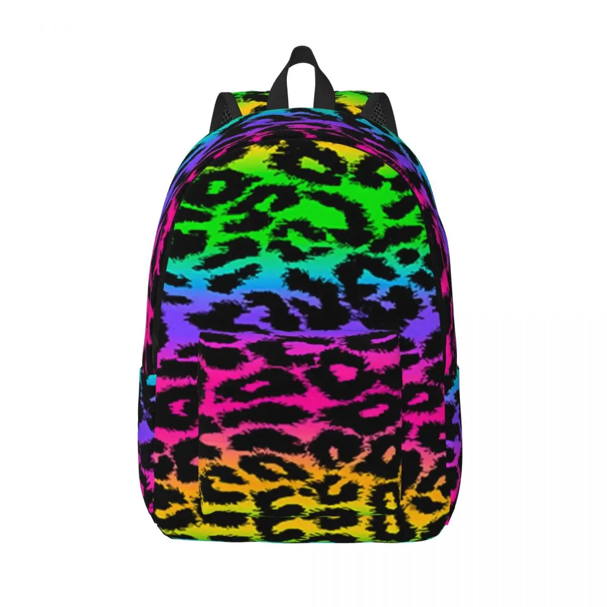 

Leopard Rainbow Canvas Backpacks Funny Aesthetic Print Bag Summer Backpack Breathable Cute Bags