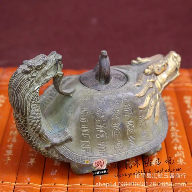 حلي عتيقة متنوعة من النحاس النقي أفالوكيتسفارا مصنوعة أثناء Daming Xuande Years وعاء سلحفاة بوذا البرازيلي #3