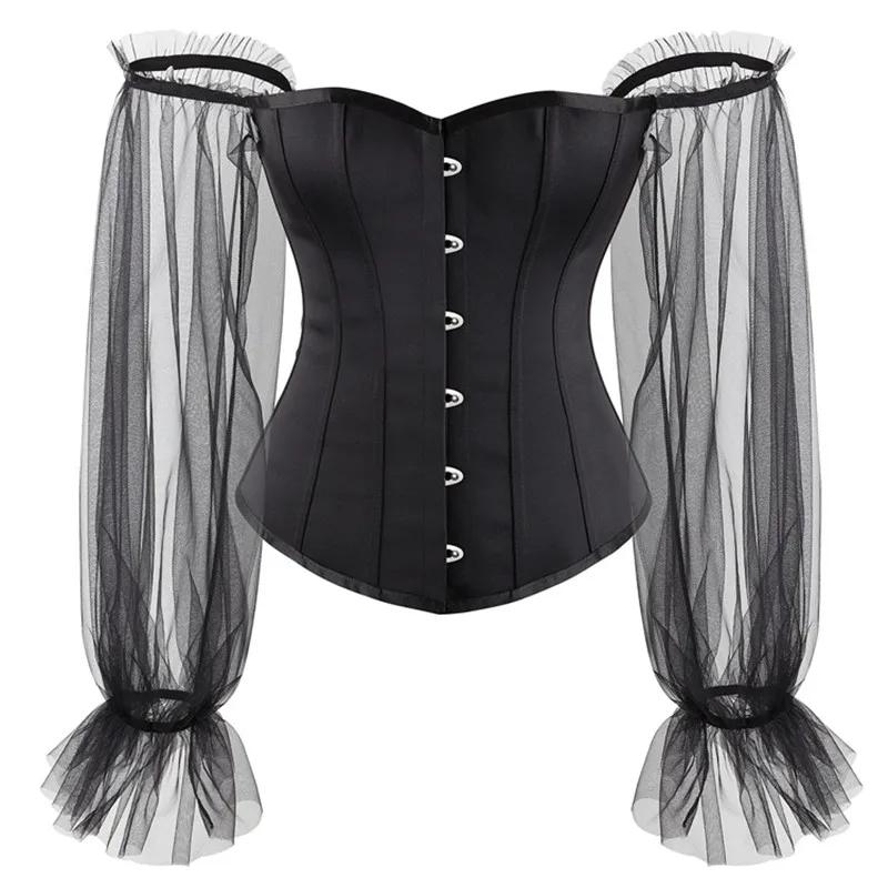 

Sexy Corset With Long Sleeves Plus Size Women Gothic Bustier Corsets Overbust Lingerie Vintage Fashion