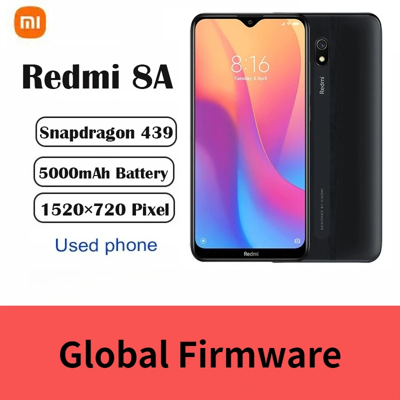 Xiaomi Redmi 8A smartphone 4G 64G Global firmware 5000mAh 6.22inch Snapdargon 439 12MP 18W Facial recognition used phone