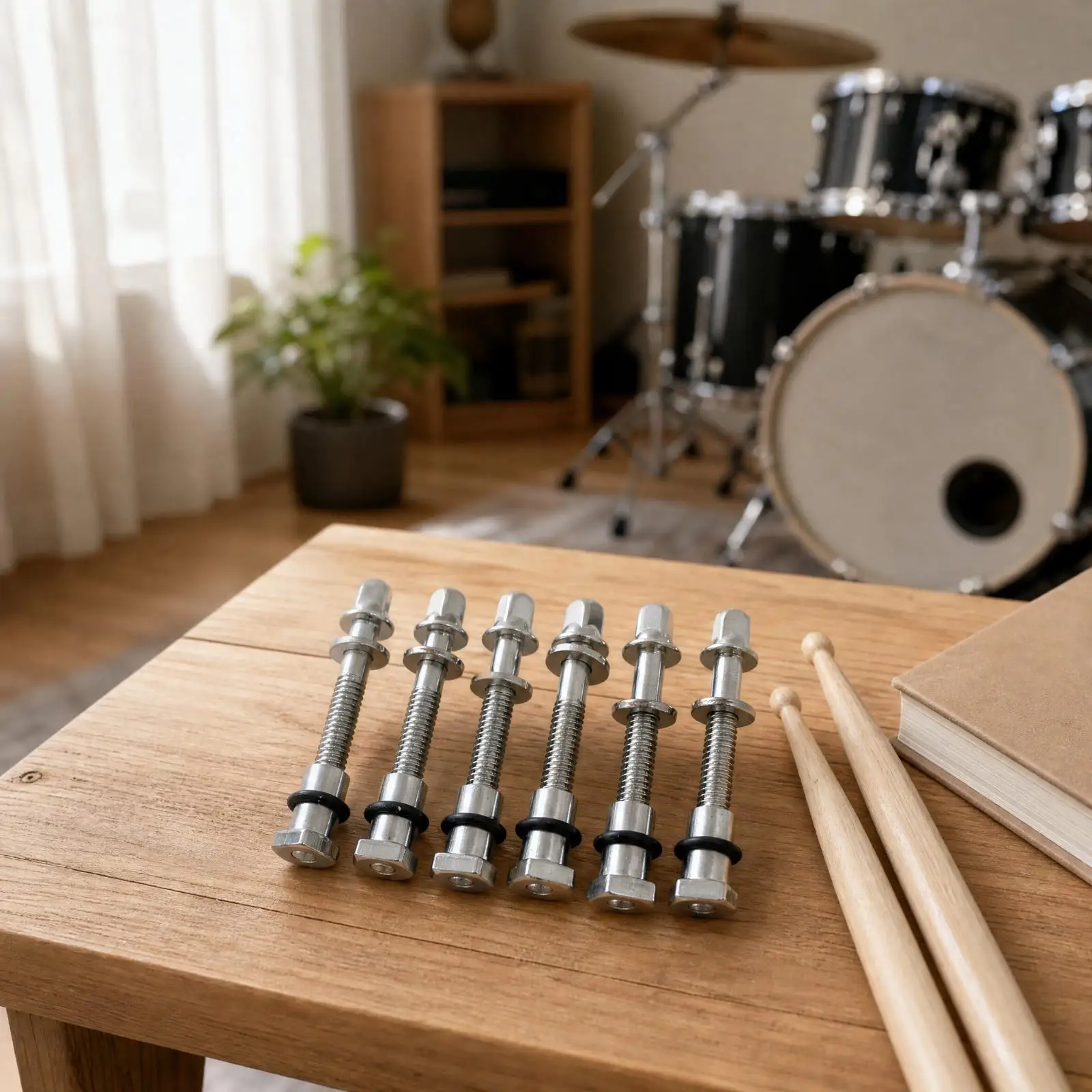 Metal Drum Screw with Rubber Grommet Flange Washer Threaded Shaft for Snare Drum Bass Drum Tom Percussion Hardware Gear