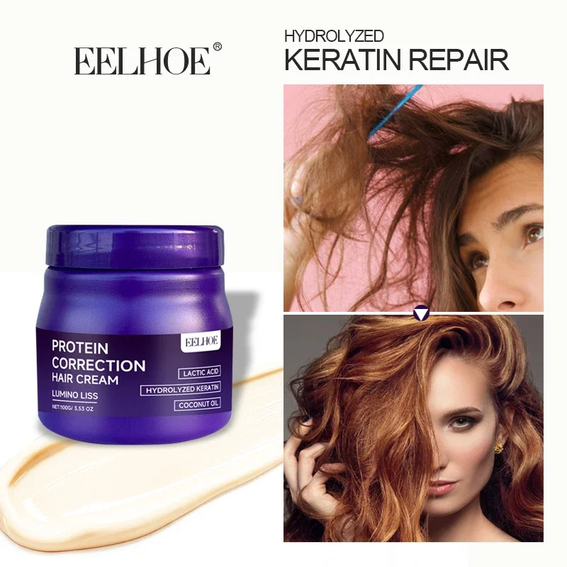 EELHOE Keratin Hair Straightening Mask Repair Damaged Hair Strands For Sleek Smooth Straight Locks Deep Conditioning Nourishing