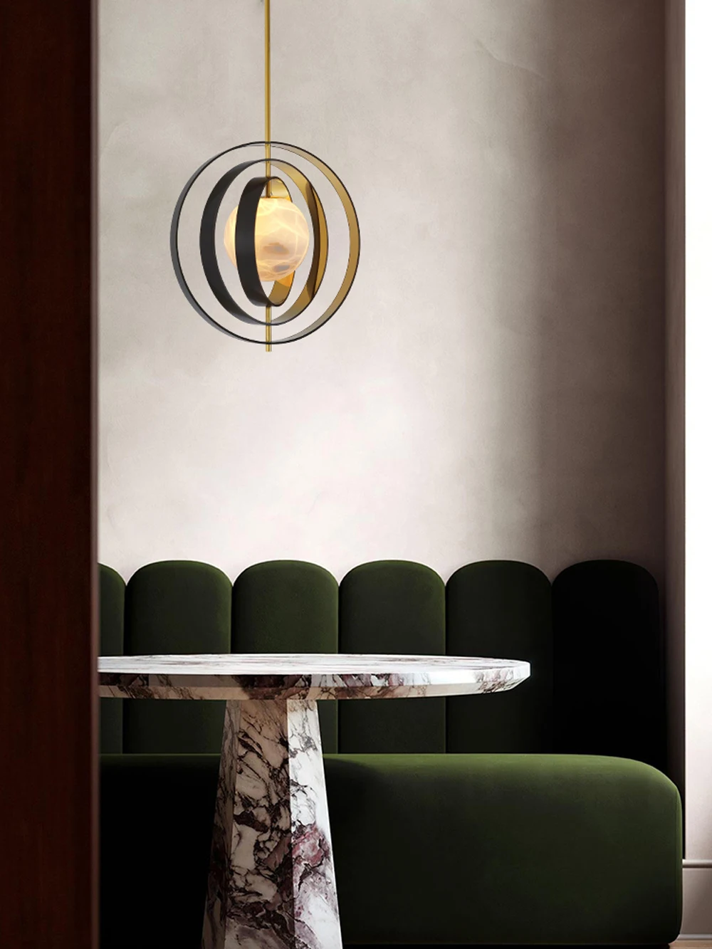 Home Marble Globe Black Gold Pendant Lights