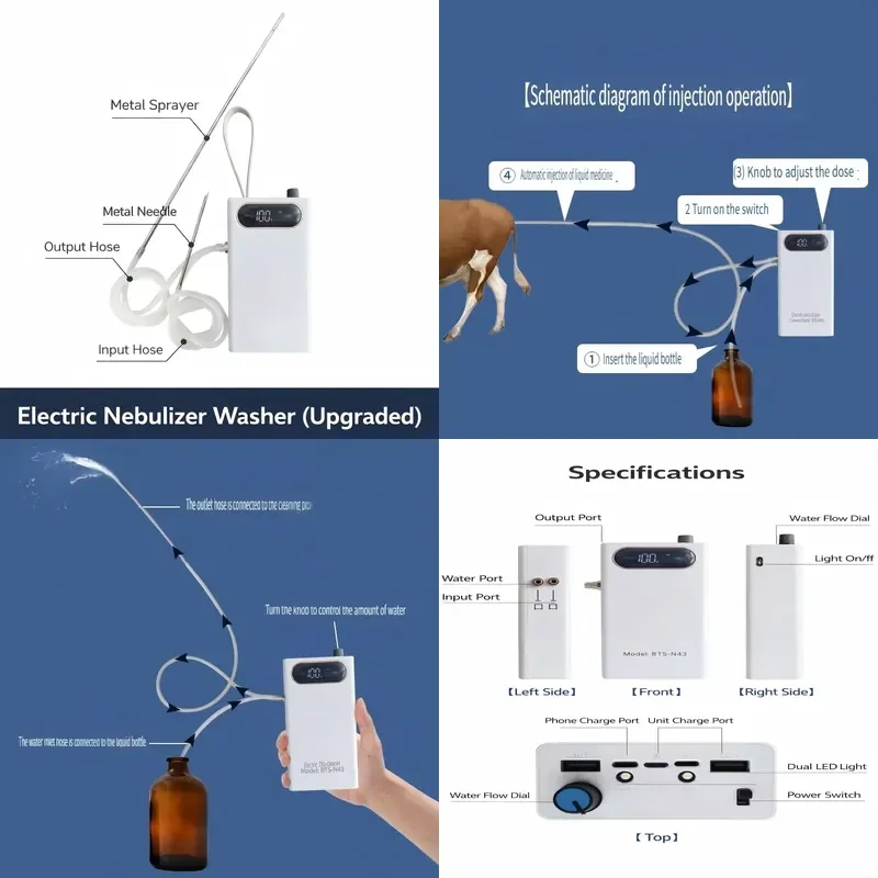 充電式動物子宮洗浄器-自動吸引-300l容量