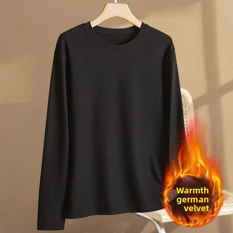 Men's Underwear Men's Thickened and Padded Fleece Long Sleeve Round-Neck Innerwear for Autumn and Winter