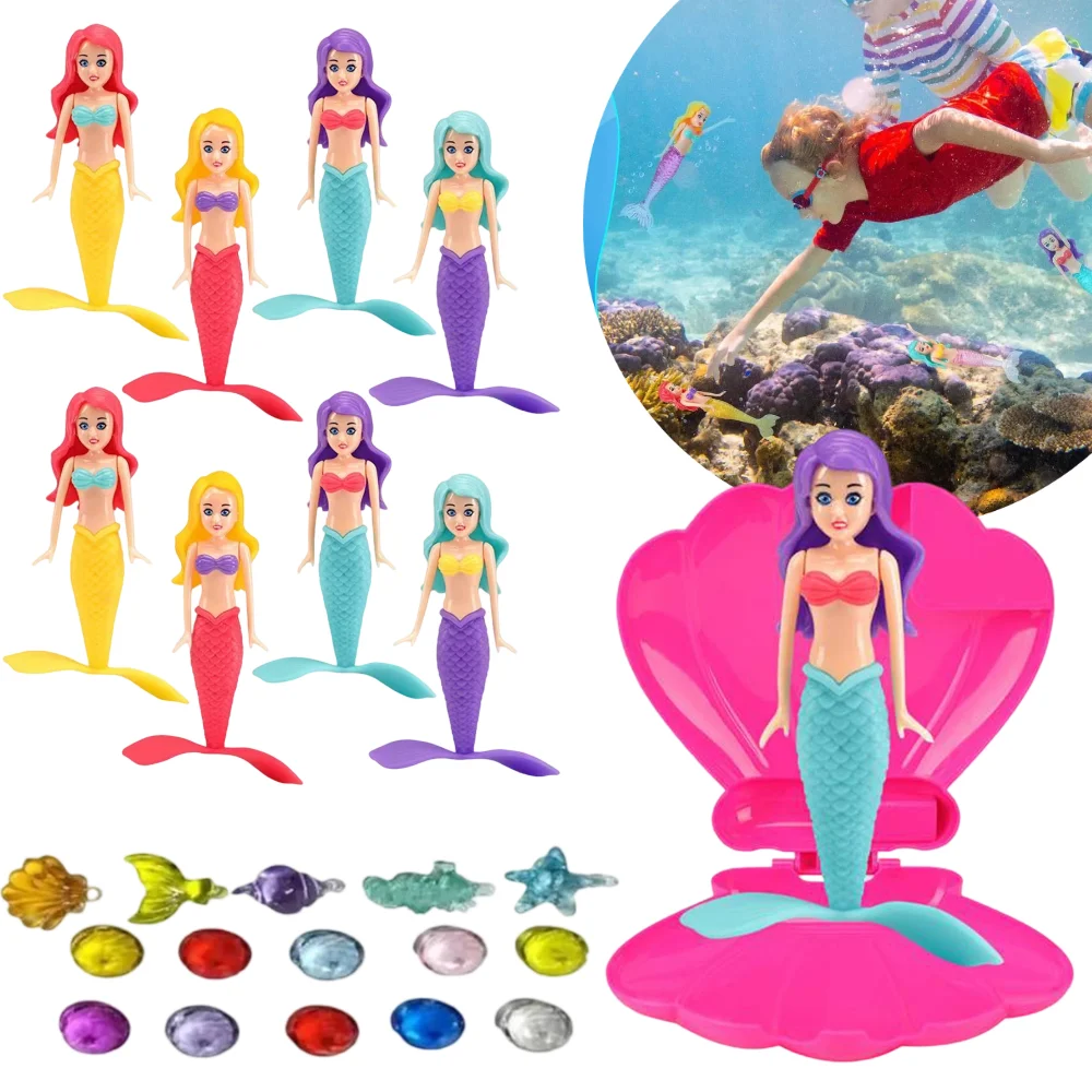 2/4/12 pçs treinamento subaquático jogo de mergulho brinquedo crianças forma sereia brinquedo de mergulho crianças piscina sereia brinquedos crianças brinquedo de mergulho de água