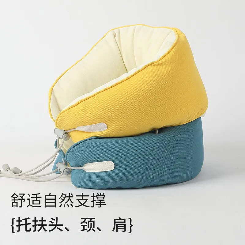 2024 new U-shaped pillow macaron color Japanese style simple breathable neck pillow foam particle portable travel carry pillow