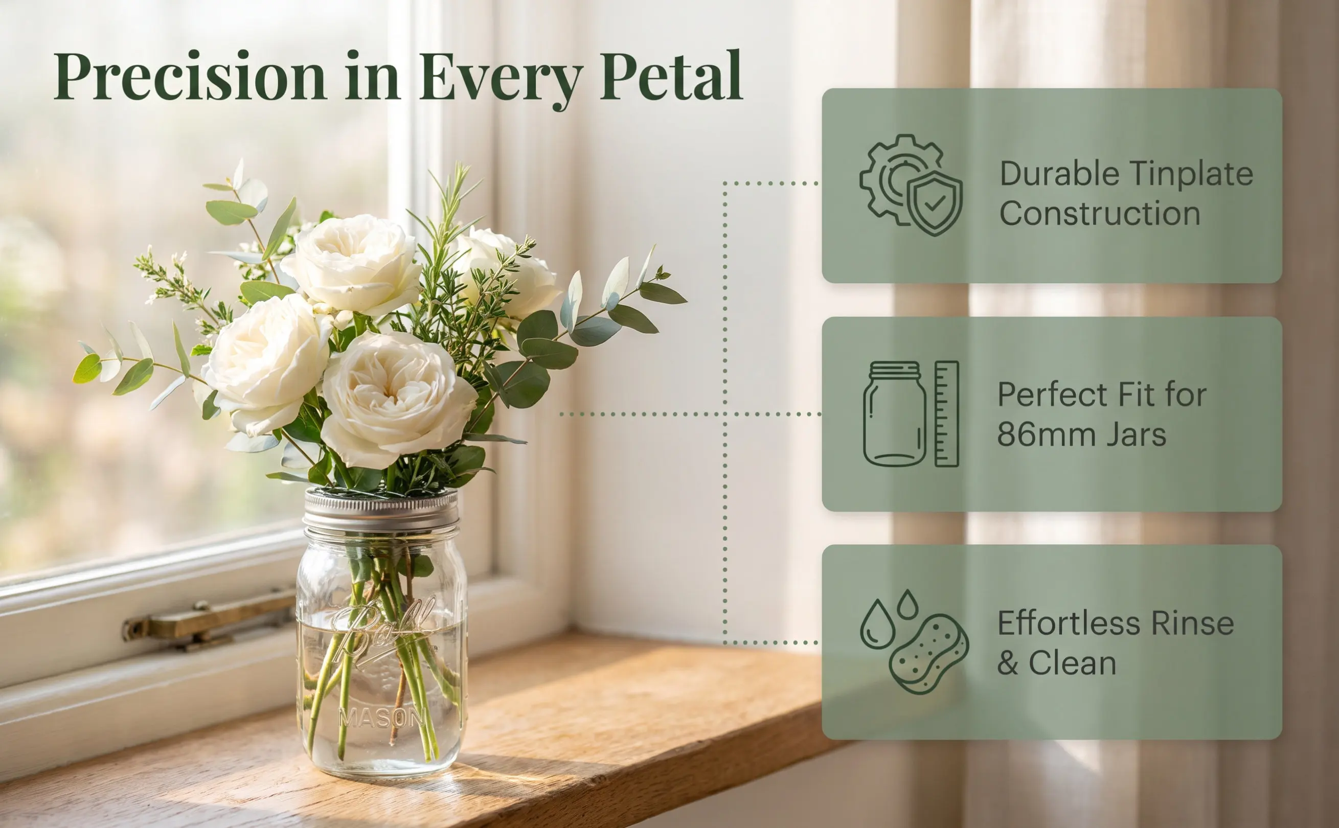 8Pcs Mason Jar Flower Frog Lid Inserts Metal Floral Grid Holder Mesh Support for Regular Mouth Canning Jars Flower Arrangement