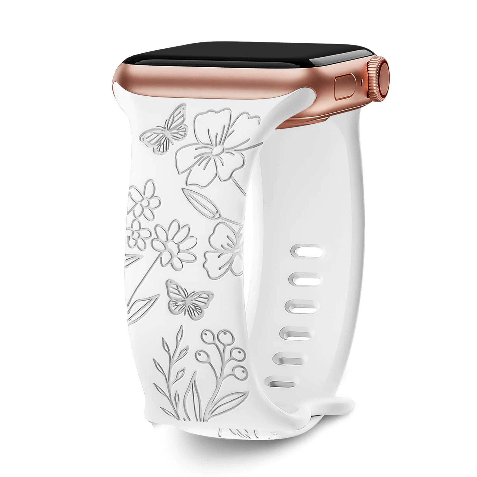 Gravierte Armbänder für Apple Watch Band 10 46 mm 42 mm 40 mm 44 mm 45 mm Blumenarmband Correa iwatch Serie 11 9 8 7 6 Ultra 2 3 49 mm – Detail 2
