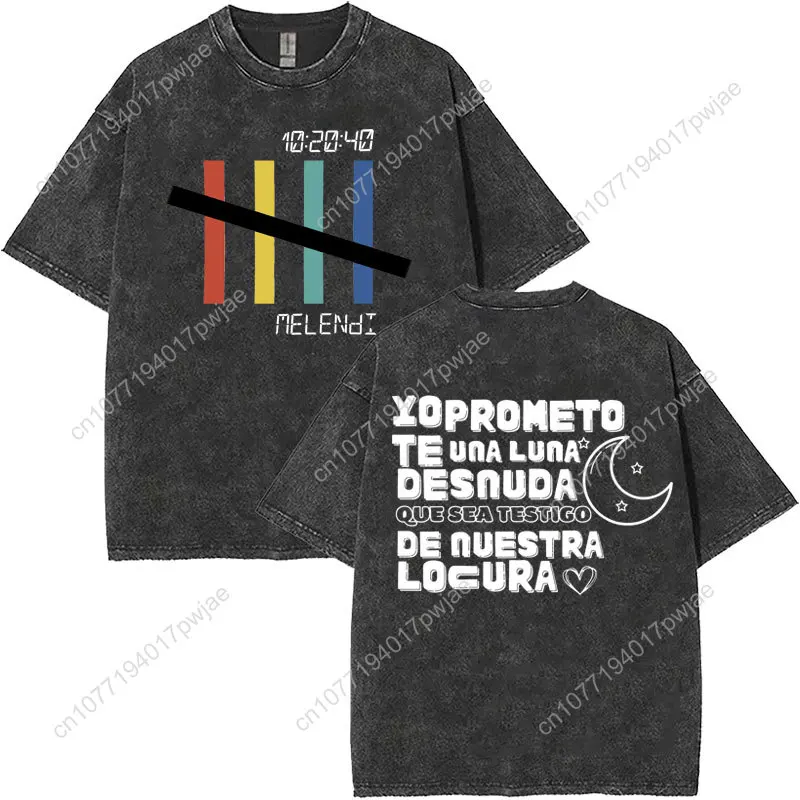 

Melendi 2025 Pop Music Graphics T Shirt Mens Vintage Washed Casual Streetwear High Quality Harajuku RetroT Shirts Oversized Tops