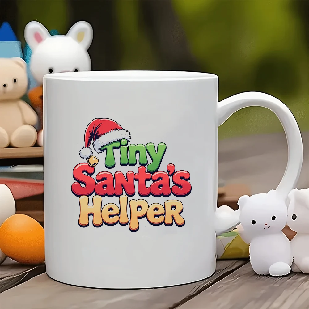 

11oz cartoon Santa Claus assistant family office coffee mug + kids cup Christmas gift