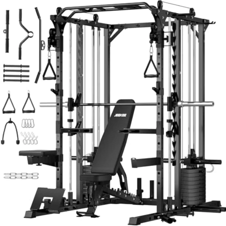 

Мощная силовая стойка для тренировок с грузовым блоком 180 фунтов и кроссоверной системой тросов, комплектация с двойными блоками Ccity 2200 фунтов, сиденье для тяги вниз LAT с подушкой