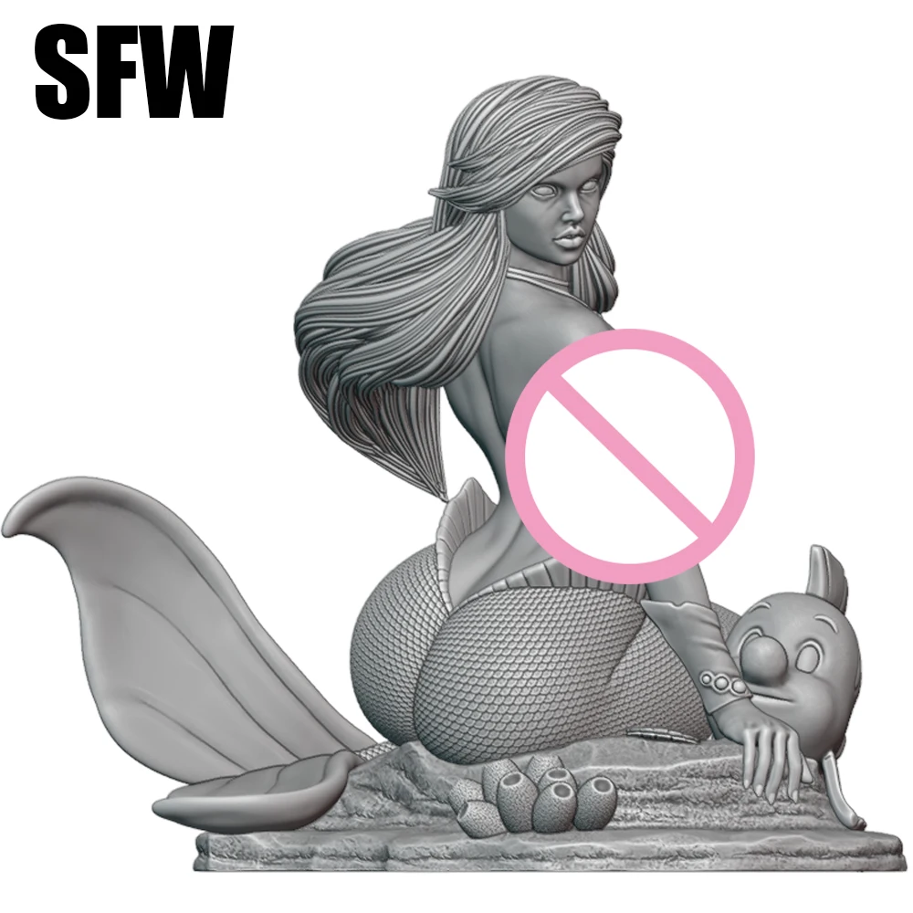 1/24 Belle mermaid merman NSFW Resin Figurine Toy Unpainted GK Doll Unassembled 3D Print Assembly Miniature Reduction Statue Toy